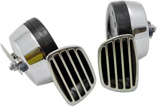 Vista 3 de Bocinas de repuesto dobles electromagnéticas cromadas de tono alto/bajo de 12 V, electromagnéticas ruidosas, duales bocinas de repuesto