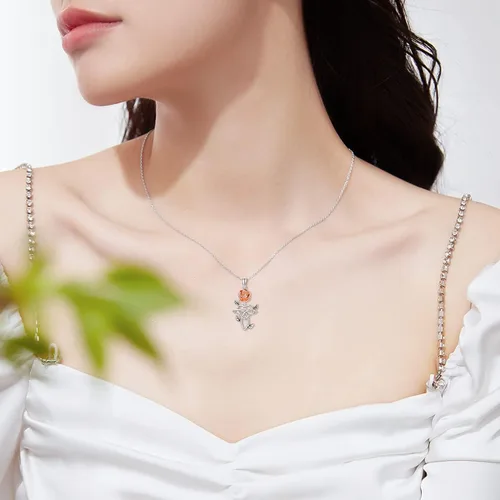 Vista 2 de VONALA Sterling Silver SunflowerRose CrossRoseLotus FlowerHonney BeePineapple Necklace for Women Flower Pendant Necklace Gifts for Girlfriend Wife