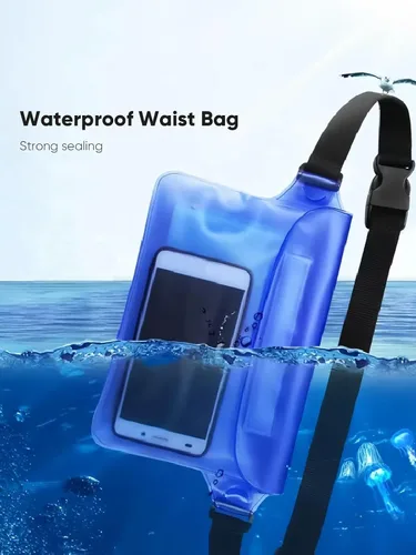 Vista 2 de Riñonera impermeable, sensible a la pantalla táctil, bolsa seca impermeable con correa ajustable para la cintura, mantiene tu teléfono seco