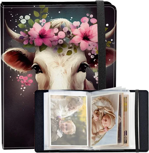 Vista 8 de Álbum de fotos de 3.5 x 5 pulgadas, cubierta de piel sintética de pequeña capacidad, mini álbum de fotos de águila americana de 3.5 x 5 con banda