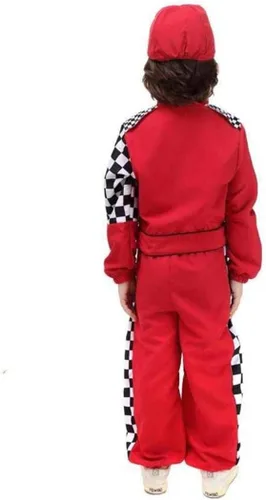 Vista 3 de Generic Brands Disfraz de conductor de carreras para niños de Halloween Racer, cosplay rojo