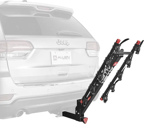 Vista 4 de Allen Sports Deluxe+ Portabicicletas de liberación rápida con bloqueo para enganche de 2 pulgadas, modelo 850QR, color negro