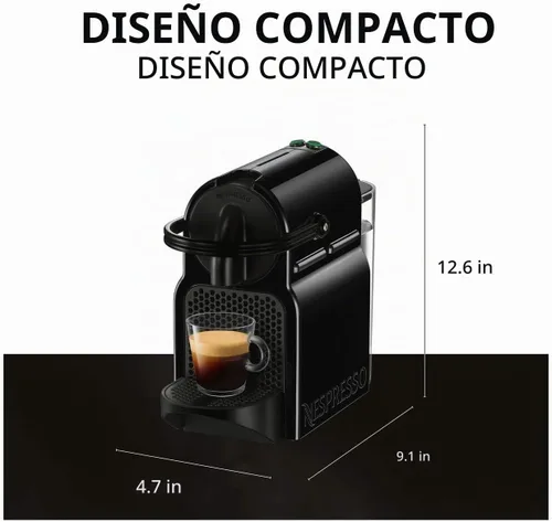 Vista 4 de Máquina de expreso Nespresso Inissia por De'Longhi con Aeroccino, Nespresso por De'Longhi, 2, Negro Espumador de leche