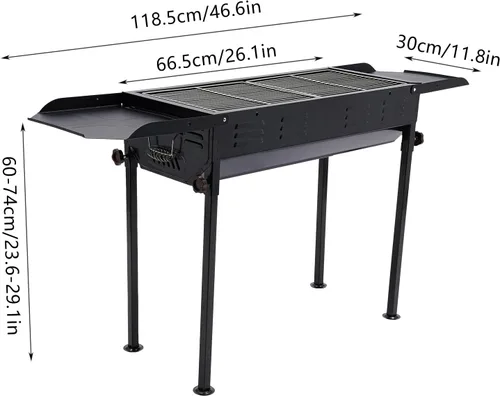 Vista 2 de Parrilla plegable de carbón portátil, barbacoa de camping de 165 libras