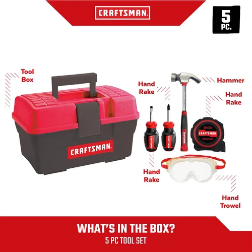 Vista 2 de Caja de herramientas+juego 4-5 piezas PH Mini destornillador, Mini destornillador plano, cinta métrica, gafas de seguridad, caja de herramientas