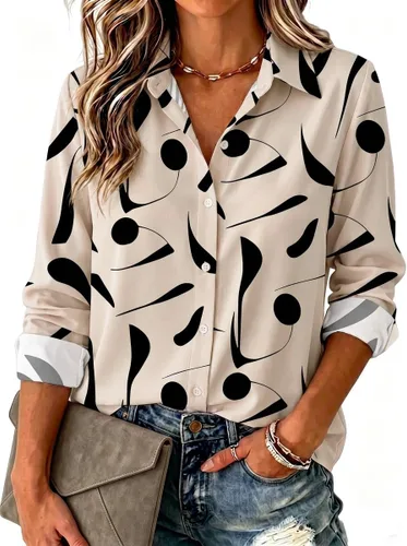 Vista 16 de Zeagoo Blusa para mujer, de manga larga, con botones, casual, ligera, lisa/estampada