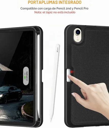 Vista 5 de DTTO Funda para iPad mini 7 (A17 Pro) 2024 / iPad mini 6 2021 de 8.3 pulgadas con soporte para lápiz, cubierta magnética de pie multiángulo