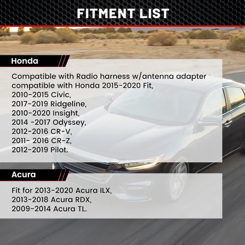 Vista 2 de RED WOLF Arnés de radio de coche con adaptador de antena para Honda Civic 2012-2015, para 2013-2020 Acura ILX Instalar unidad principal de radio
