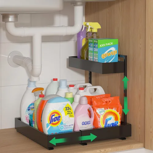 Vista 9 de REALINN Organizador expandible para debajo del fregadero con ajuste de Blanco