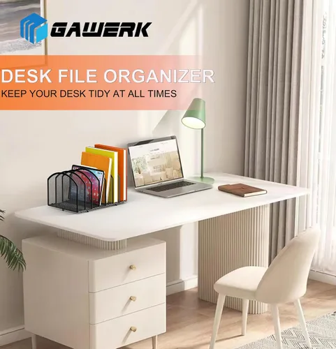 Vista 7 de Gawerk Organizador de archivos de escritorio de 7 secciones, organizador de escritorio de malla, clasificador de archivos, soporte de cartas