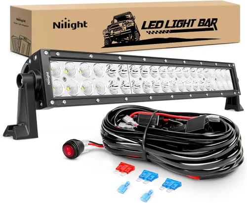 Vista 13 de Nilight - Barra de luz LED ámbar de 22 pulgadas, 480 W, triple fila, haz puntual y disperso, impermeable, iluminación todoterreno, con arnés
