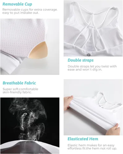 Vista 206 de Brasieres deportivos para mujer, con relleno, tipo camiseta sin mangas, sexis, con espalda cruzada, de alto impacto, largos, ideales para practicar