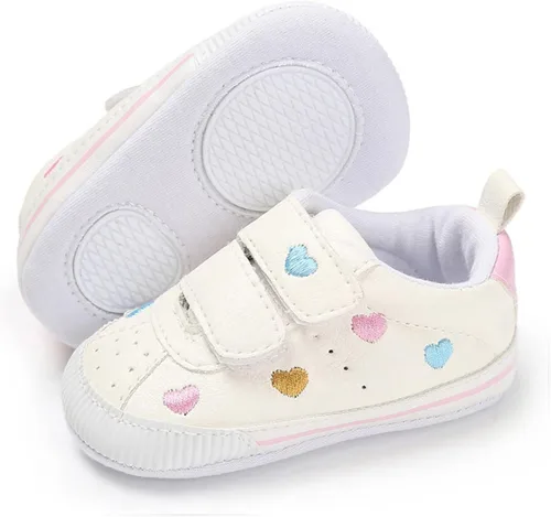 Vista 4 de E-FAK Zapatos de bebé para niños y niñas, zapatillas para bebés, suela de goma antideslizante, zapatos de cuna para primeros pasos de niños pequeños