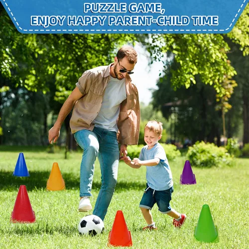 Vista 4 de Win SPORTS Juego de conos de tráfico de plástico para entrenamiento, conos de agilidad para interiores y exteriores y eventos festivos