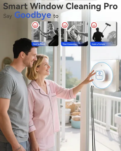 Vista 2 de Robot de limpieza de ventanas, limpiador automático de ventanas de 8000Pa con planificación inteligente de ruta, anticaídas de 15 etapas para vidrio