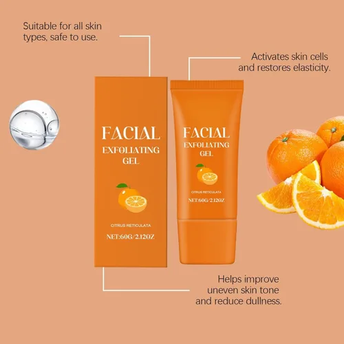 Vista 2 de Gel exfoliante facial naranja, exfoliante suave para cara y cuerpo, gel pelador que elimina puntos negros e hidrata la piel