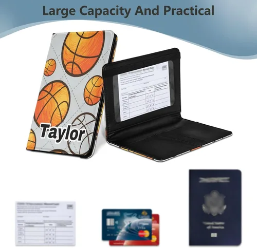 Vista 5 de Combo de portatarjetas y pasaporte de baloncesto personalizado con tarjetero con tarjetero de tarjeta de crédito, soporte para pasaporte