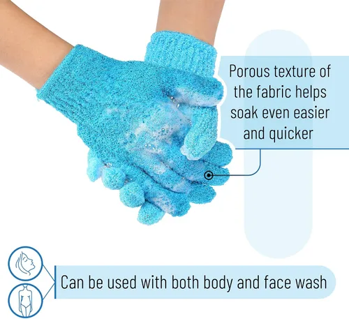 Vista 4 de Guantes exfoliantes y cepillo de limpieza facial de silicona