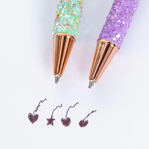 Vista 7 de jiebor 11 bolígrafos de fantasía con purpurina, bonitos y divertidos, de metal, retráctiles, para mujeres, escritura, negocios, oficina, suministros