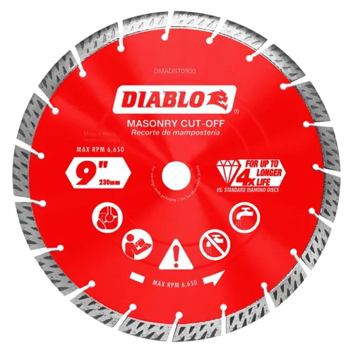Vista 6 de Disco de corte de diamante Diablo X-Lock, corte turbo rápido y larga vida - Borde segmentado de 4-1/2" para mampostería, se ajusta a X-Lock y a