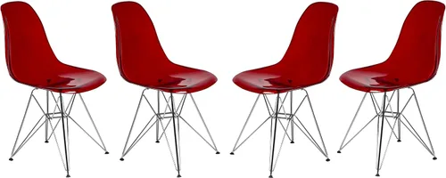 Vista 12 de LeisureMod Cresco - Comedor acrílico, base Eiffel cromada moderna y diseño de respaldo curvo, silla auxiliar ergonómica y ligera para el hogar