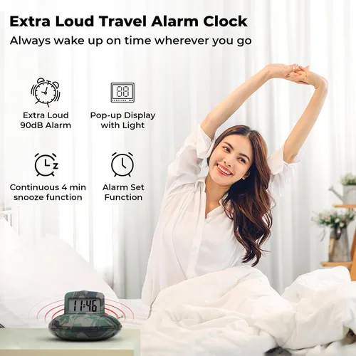 Vista 7 de Sonic Alert Reloj Despertador Digital – Reloj Despertador de Viaje para Personas que Duermen Profundamente – Reloj Despertador Agitador de Cama