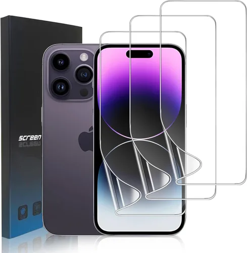 Vista 9 de Paquete de 3 protectores de pantalla de película de hidrogel para iPhone 13/iPhone 13 Pro, protector de pantalla de TPU suave HD para iPhone 13/13