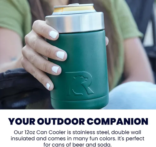 Vista 3 de RTIC Enfriador de latas con aislamiento, para bebidas, botella, enfriador de latas de soda con tapa, metal de acero inoxidable, aislamiento de doble