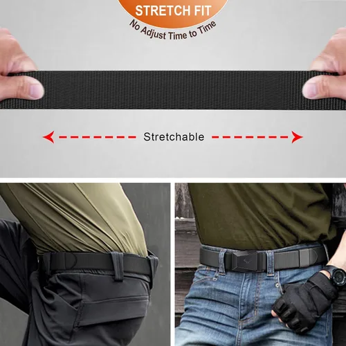 Vista 6 de BULLIANT Cinturón para hombre, paquete de 2 unidades, correa elástica de nailon para regalo, para hombre, trabajo, deportes, caza, senderismo