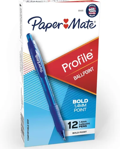 Vista 11 de Paper Mate Profile - Bolígrafos retráctiles de punta redonda (1.4mm), azul, 12