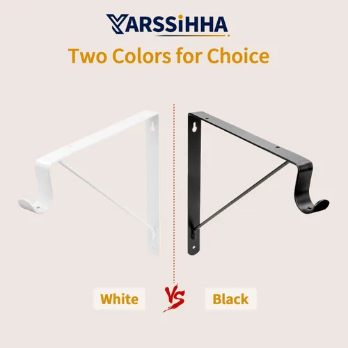 Vista 6 de Yarssihha Paquete de 2 Soportes para Barra de Armario, Soporte de Estante de Armario Montado en Pared de 12 x 10.4 Pulgadas, Soporte Negro