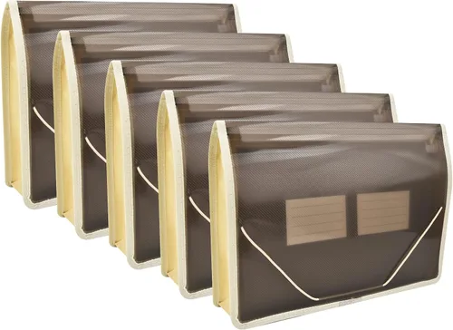 Vista 9 de Carpeta de archivos expandible organizador de documentos r con solapa y cierre de cable, bolsa de documentos transparente impermeable, expansión