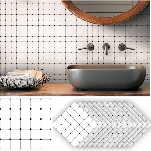 Vista 17 de Alwayspon 12 calcomanías mate para azulejos de pared, despegar y pegar, calcomanías de vinilo autoadhesivas para azulejos de cocina y baño, 6 x 6