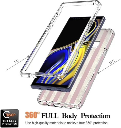 Vista 3 de Funda para Galaxy Note 9, Samsung Note 9 N960U con protector de pantalla de vidrio templado, funda protectora de cuerpo completo con bonito