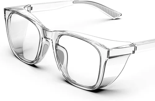 Vista 8 de TOREGE Gafas de seguridad para hombres, transparentes, antivaho y luz azul, resistentes a los arañazos, para mujeres, enfermeras