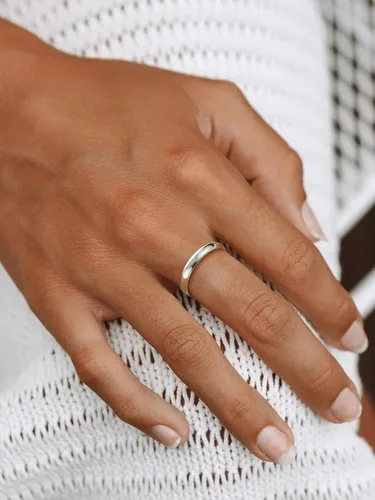 Vista 3 de Suplight Anillos entrelazados de plata de ley para mujer, anillo simple para ansiedad, anillos de polvo de estrellas lisos, anillo apilable