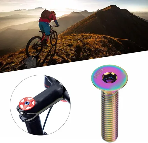 Vista 6 de plplaaoo Perno de vástago de bicicleta, rosca universal M6 para auriculares de bicicleta, pernos de aleación para bicicleta, tapa superior