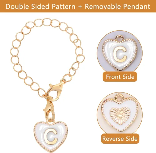 Vista 5 de HOMICO 2 piezas de cadena de letras redondas en forma de corazón para Stanley Cup, accesorios de cadena de letras con nombre personalizado para vaso