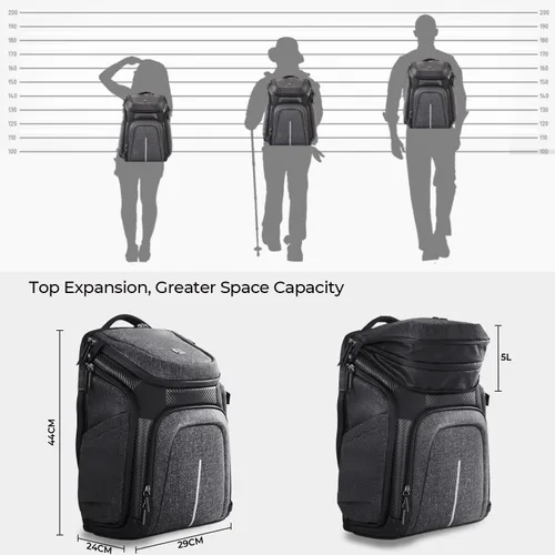 Vista 5 de K&F CONCEPT Mochila para cámara, bolsa para cámara réflex digital de 03-Negro
