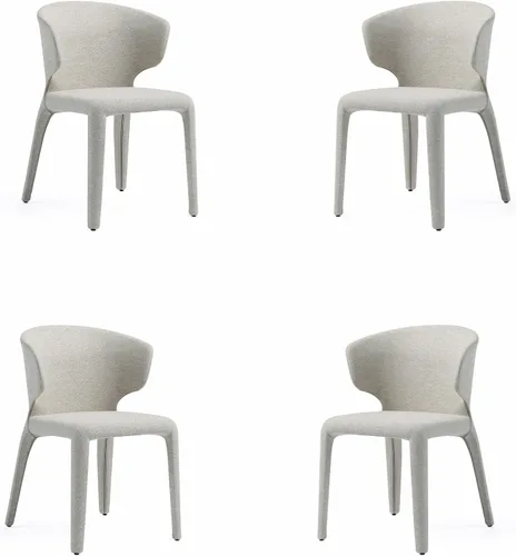 Vista 13 de Manhattan Comfort Conrad - Sillas de comedor modernas de mediados de siglo, muebles de cocina tapizados de tweed con respaldo contorneado, acolchado