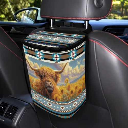 Vista 50 de Talayituse Cubo de basura portátil con estampado de camuflaje de bandera estadounidense, accesorios interiores de vehículos multifuncionales