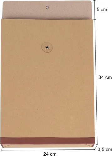 Vista 6 de 10 sobres de cuerda de papel kraft A4 con refuerzo, carpetas de archivos, facturas, bolsa organizadora de archivos con cierre de cuerda de botón