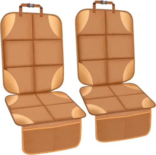 Vista 9 de Protector de asiento de coche, protectores de asiento de coche con acolchado grueso sin huellas Beige