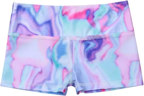 Vista 4 de Pantalones cortos de gimnasia para niñas y niñas, teñido anudado, pantalones cortos atléticos para gimnasio, yoga, correr, ropa deportiva