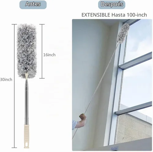 Vista 4 de Plumero con poste de extensión, 30-100 pulgadas y cabezal de microfibra Gris
