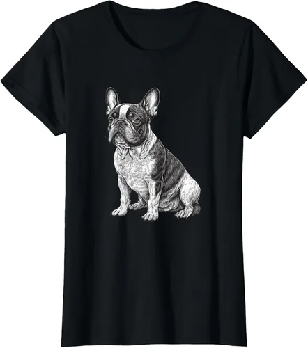 Vista 31 de Divertida camiseta francesa Bulldog francés en blanco y negro, Negro