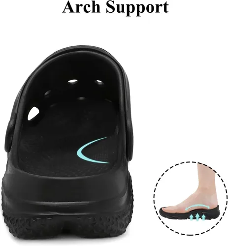 Vista 5 de Zuecos de jardín para hombres y mujeres con soporte de arco, sandalias deslizantes clásicas unisex para adultos para exteriores, playa, piscina