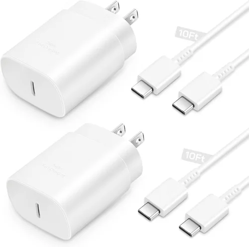 Vista 19 de GUUSMART Cargador tipo C, paquete de 2 cables de carga USB C de 25 W de largo y 6 pies Cargador tipo C Bloque de carga rápida compatible con Negro