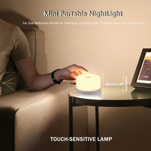 Vista 5 de S SELDORAUK Luz nocturna para bebé, lámpara de noche táctil LED portátil para niños y adultos, luz de grifo regulable, lactancia materna, ayuda