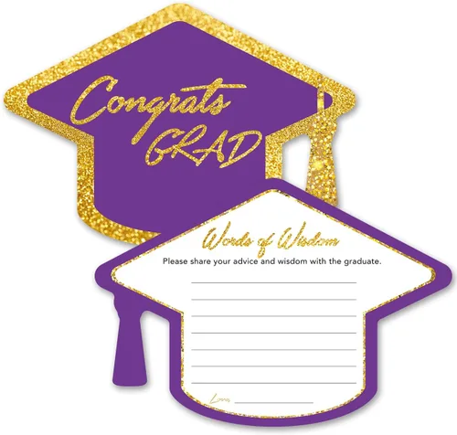 Vista 7 de Yuzi-n Tarjetas de consejos de graduación para el graduado (paquete de 50), suministros de decoración de juegos de fiesta de graduación de escuela